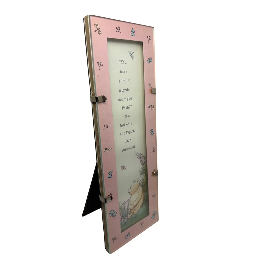 Winnie the Pooh Piglet Pink Picture Frame‎ Photo Display Quote Butterflies